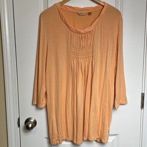 Motto Orange Smocked Popover Top